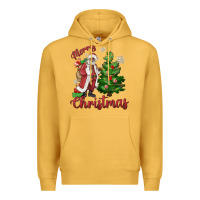 Mustard Merry Christmas Black Santa Premium Hoodie - MaliasSmallBusiness