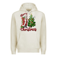 Oatmeal Heather Merry Christmas Black Santa Premium Hoodie - MaliasSmallBusiness