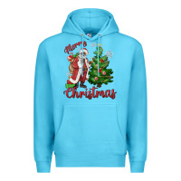 Ocean Blue Merry Christmas Black Santa Premium Hoodie - MaliasSmallBusiness