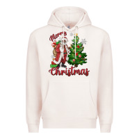 Pale Pink Merry Christmas Black Santa Premium Hoodie - MaliasSmallBusiness