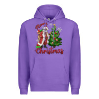 Purple Merry Christmas Black Santa Premium Hoodie - MaliasSmallBusiness