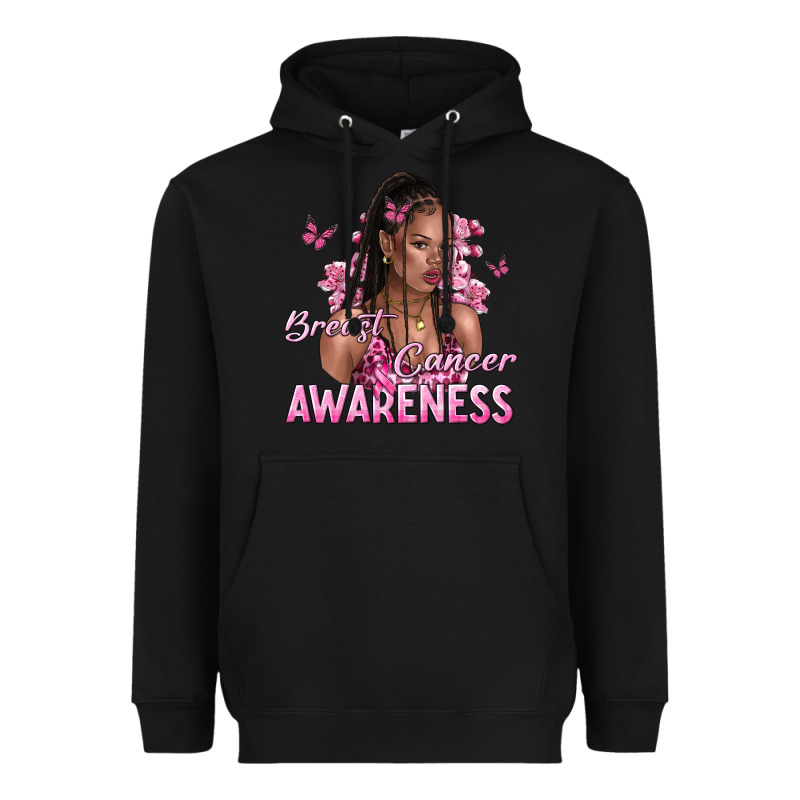 Breast Cancer Awareness Afro Woman Heavyweight Hoodie by NancyCooperArtShop | Teevron