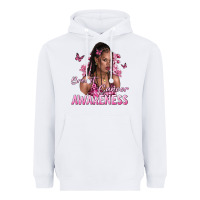 White breast cancer awareness afro woman Heavyweight Hoodie - NancyCooperArtShop
