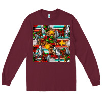 Burgundy christmas horse leopard tartan Long Sleeve Tee - FaDigitalArtStudio