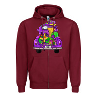 Burgundy farm truck, mardi gras Zipper Hoodie - JahusDesignShop