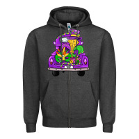 Charcoal Heather farm truck, mardi gras Zipper Hoodie - JahusDesignShop
