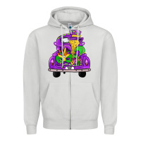 Dove Grey farm truck, mardi gras Zipper Hoodie - JahusDesignShop
