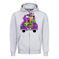Heather Grey farm truck, mardi gras Zipper Hoodie - JahusDesignShop