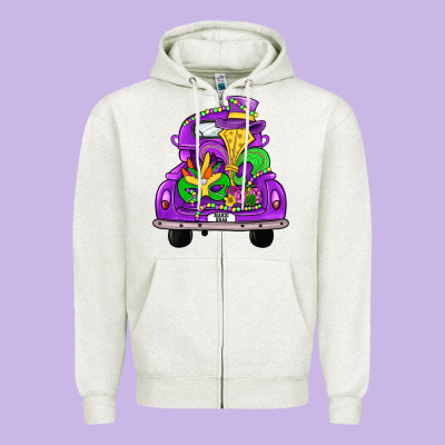 Farm Truck, Mardi Gras Zipper Hoodie Designed By Jahusdesignshop