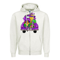 Oatmeal Heather farm truck, mardi gras Zipper Hoodie - JahusDesignShop