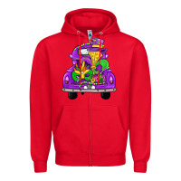 Red farm truck, mardi gras Zipper Hoodie - JahusDesignShop