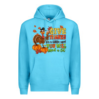 Ocean Blue give thanks for a little and you will find a lot Premium Hoodie - MaliasSmallBusiness