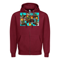 Burgundy Dinosaur monster truck Zipper Hoodie - Artiststas