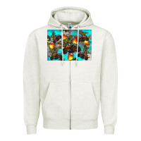 Oatmeal Heather Dinosaur monster truck Zipper Hoodie - Artiststas