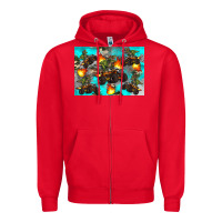 Red Dinosaur monster truck Zipper Hoodie - Artiststas