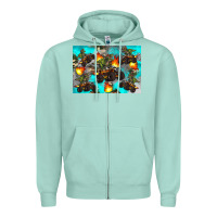 Seafoam Dinosaur monster truck Zipper Hoodie - Artiststas