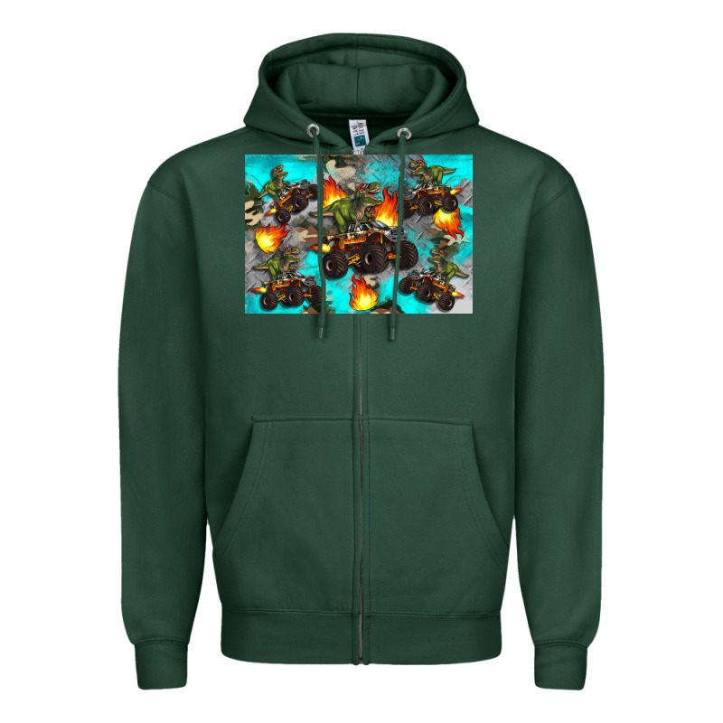 Dinosaur Monster Truck Zipper Hoodie by Artiststas | Teevron