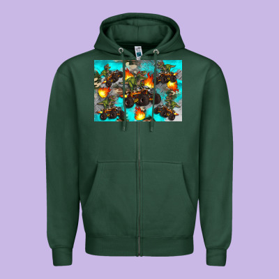 Dinosaur Monster Truck Zipper Hoodie Designed By Artiststas