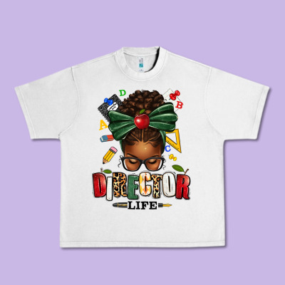 Director Life Afro Messy Bun Urban Heavy Tee Designed By Texasbilliewilder