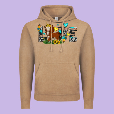 Love Western Cow Vintage Hoodie Designed By Jahusdesignshop