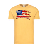 Vintage Mustard tattered american flag Vintage Tee - Zillion Design Studio
