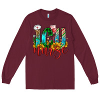 Burgundy christmas icu nurse Long Sleeve Tee - FaDigitalArtStudio