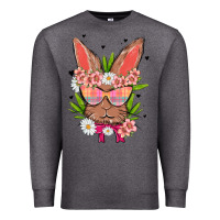Charcoal Heather bunny with floral Premium Sweatshirt - MaliasSmallBusiness