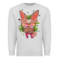 Dove Grey bunny with floral Premium Sweatshirt - MaliasSmallBusiness