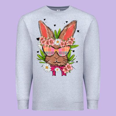 Bunny With Floral Premium Sweatshirt Designed By Maliassmallbusiness