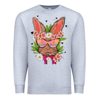 Heather Grey bunny with floral Premium Sweatshirt - MaliasSmallBusiness