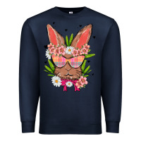 Navy bunny with floral Premium Sweatshirt - MaliasSmallBusiness