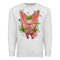 Oatmeal Heather bunny with floral Premium Sweatshirt - MaliasSmallBusiness