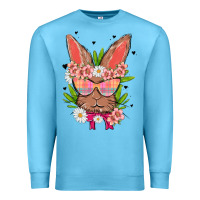 Ocean Blue bunny with floral Premium Sweatshirt - MaliasSmallBusiness