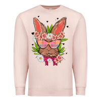 Pale Pink bunny with floral Premium Sweatshirt - MaliasSmallBusiness