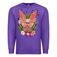 Purple bunny with floral Premium Sweatshirt - MaliasSmallBusiness