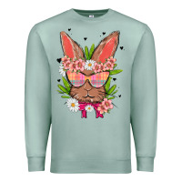 Seafoam bunny with floral Premium Sweatshirt - MaliasSmallBusiness