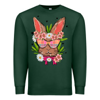 Sports Green bunny with floral Premium Sweatshirt - MaliasSmallBusiness