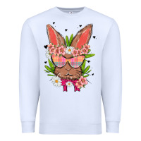 White bunny with floral Premium Sweatshirt - MaliasSmallBusiness