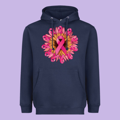 Cancer Ribbon Sunflower Heavyweight Hoodie Designed By Nancycooperartshop