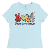 Baby Blue peace love easter Ladies Tee - AdoDesignShop