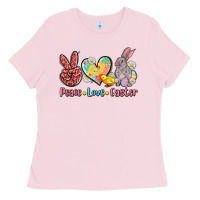 Bubblegum Pink peace love easter Ladies Tee - AdoDesignShop