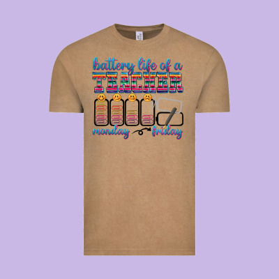 Battery Life Of A Teacher Vintage Tee Designed By Texasbilliewilder