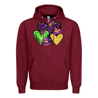 Burgundy hearts mardi gras Zipper Hoodie - JahusDesignShop