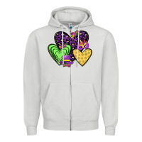 Dove Grey hearts mardi gras Zipper Hoodie - JahusDesignShop