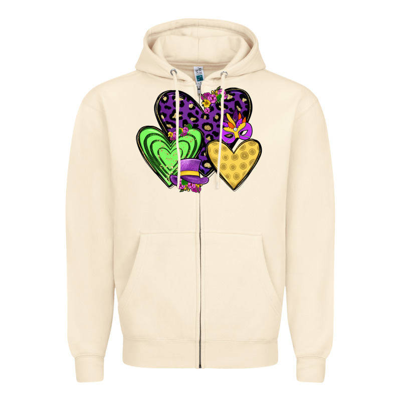 Hearts Mardi Gras Zipper Hoodie by JahusDesignShop | Teevron