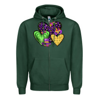 Sports Green hearts mardi gras Zipper Hoodie - JahusDesignShop
