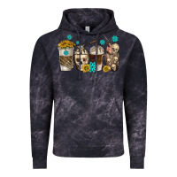 Cloud Black coffee cups bull skull with gemstones Vintage Hoodie - texasbilliewilder