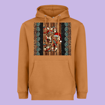 Ho Ho Ho Western Christmas Heavyweight Hoodie Designed By Jasminsmagicworld