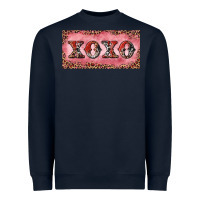 Navy Xoxo cowhide and leopard Heavyweight Sweatshirt - RanaPortraitStore