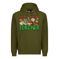 Army Green santa's favorite teacher Premium Hoodie - MaliasSmallBusiness